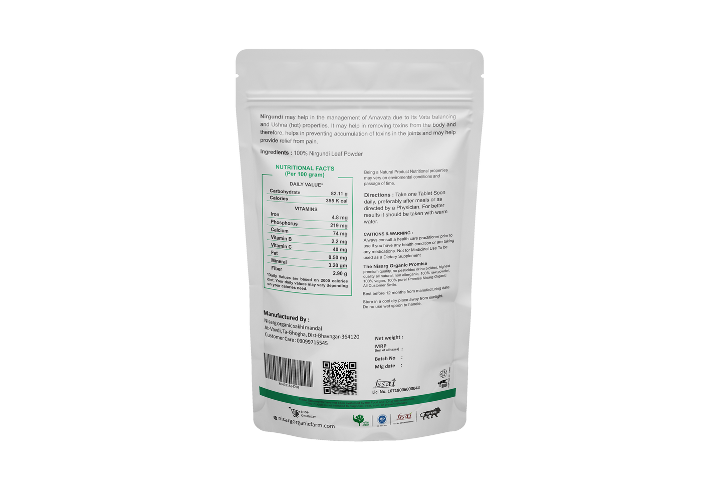 Nirgundi Leaf Powder