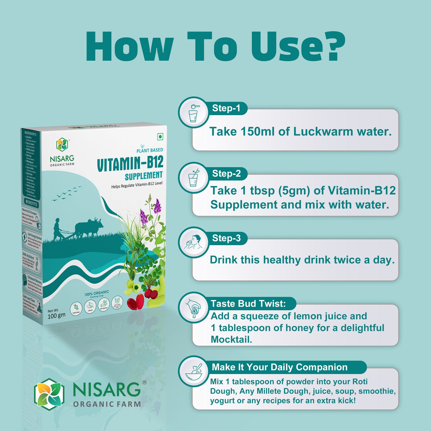 Vitamin B12 Supplement | 100% Organic | Plant Based