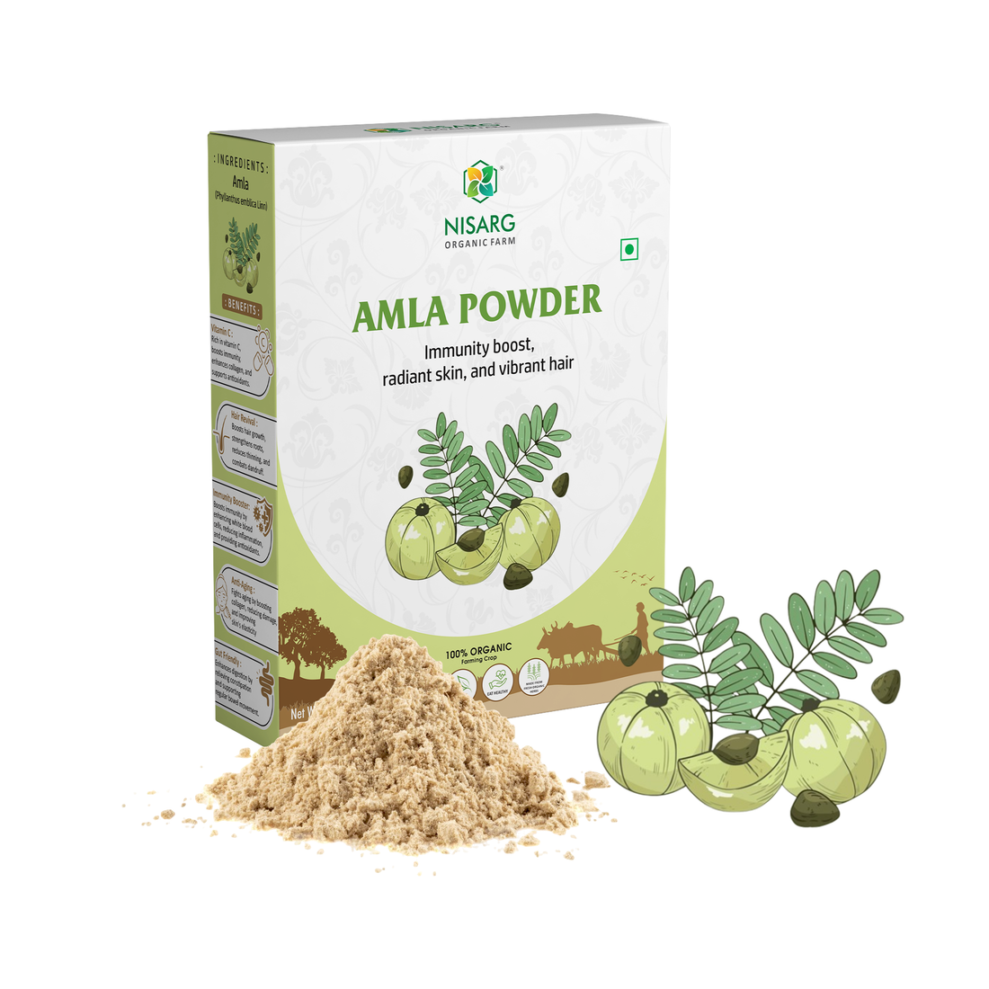 Organic Amla Powder for hair growth - Nisarg Organic Farm