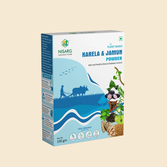 Karela Jamun Powder for blood sugar support - Nisarg Organic Farm