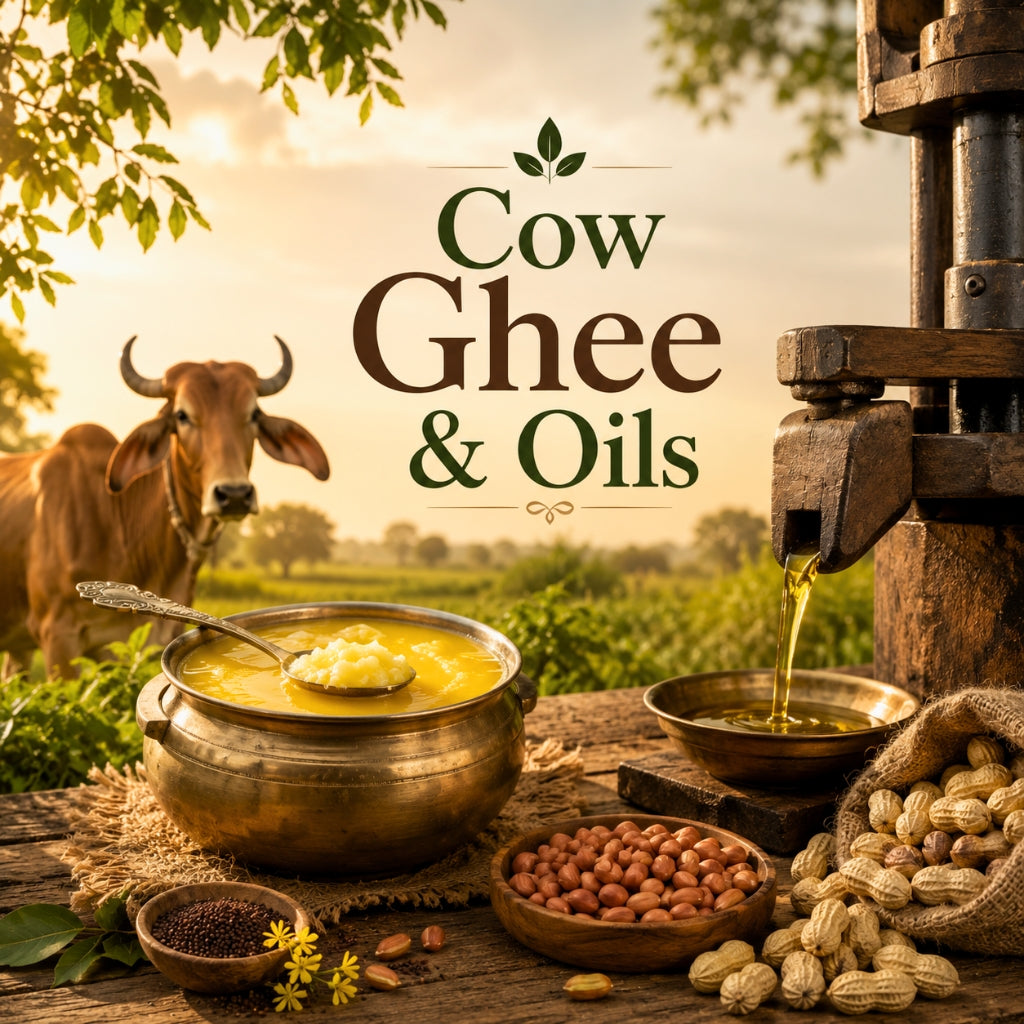 A2 Gir Cow Ghee & Cold Pressed Oils collection | Nisarg Organic Farm