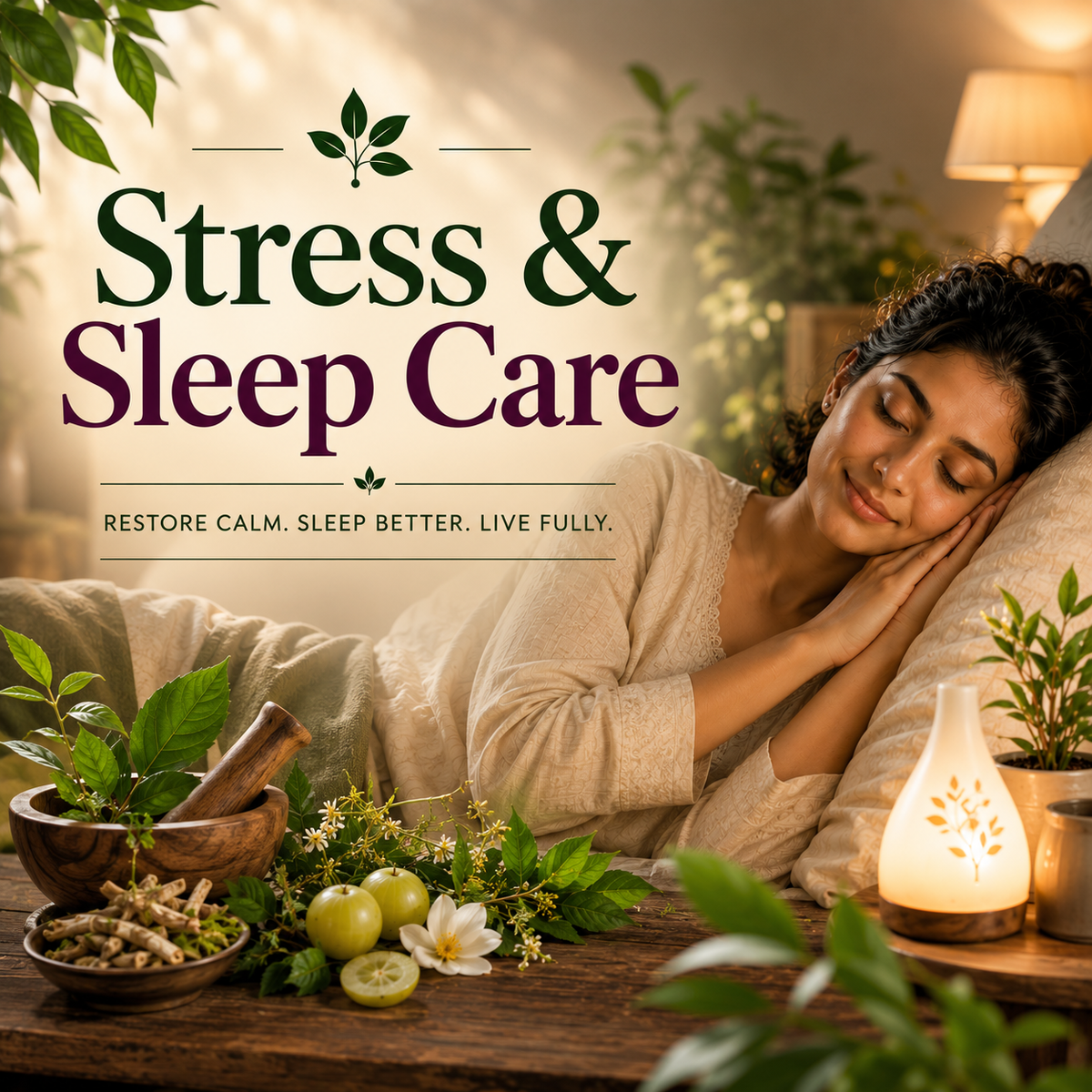 Stress & Sleep Care collection – ashwagandha and Ayurvedic adaptogens | Nisarg Organic Farm