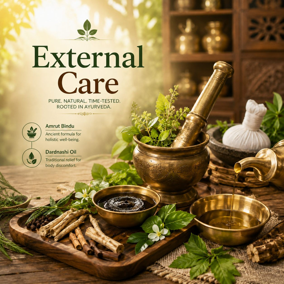 External Care - Ayurvedic massage oils and herbal drops | Nisarg Organic Farm