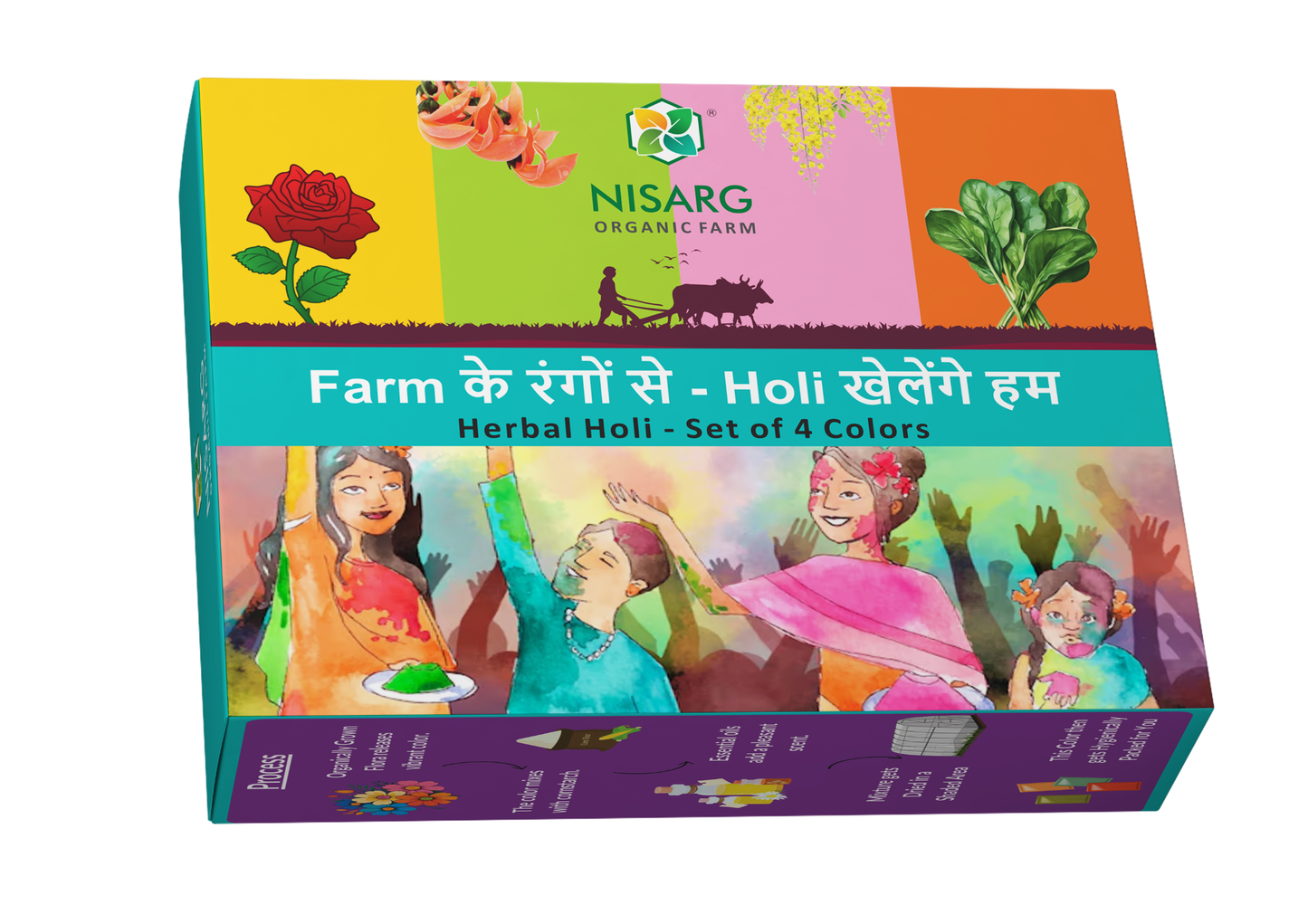 Natural Holi Colors (Pack Of 4) | Organic Holi Colors