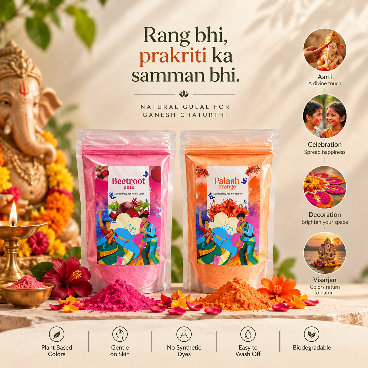 Natural Gulal For Ganpati Festival