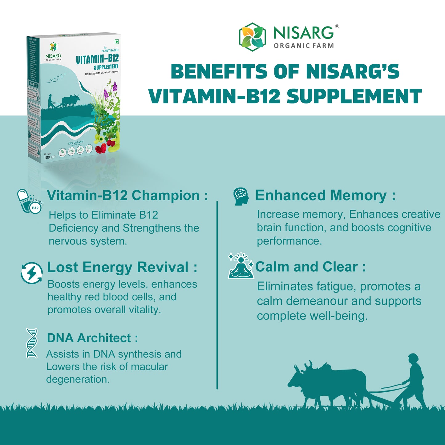 Vitamin B12 Supplement | 100% Organic | Plant Based