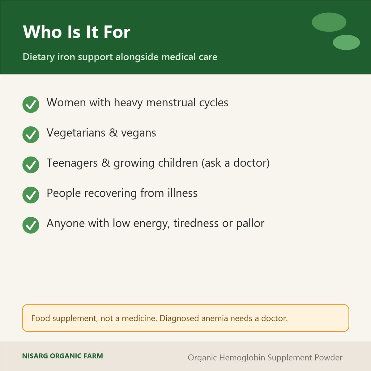 Who is hemoglobin powder for – women, vegetarians, teenagers, low energy