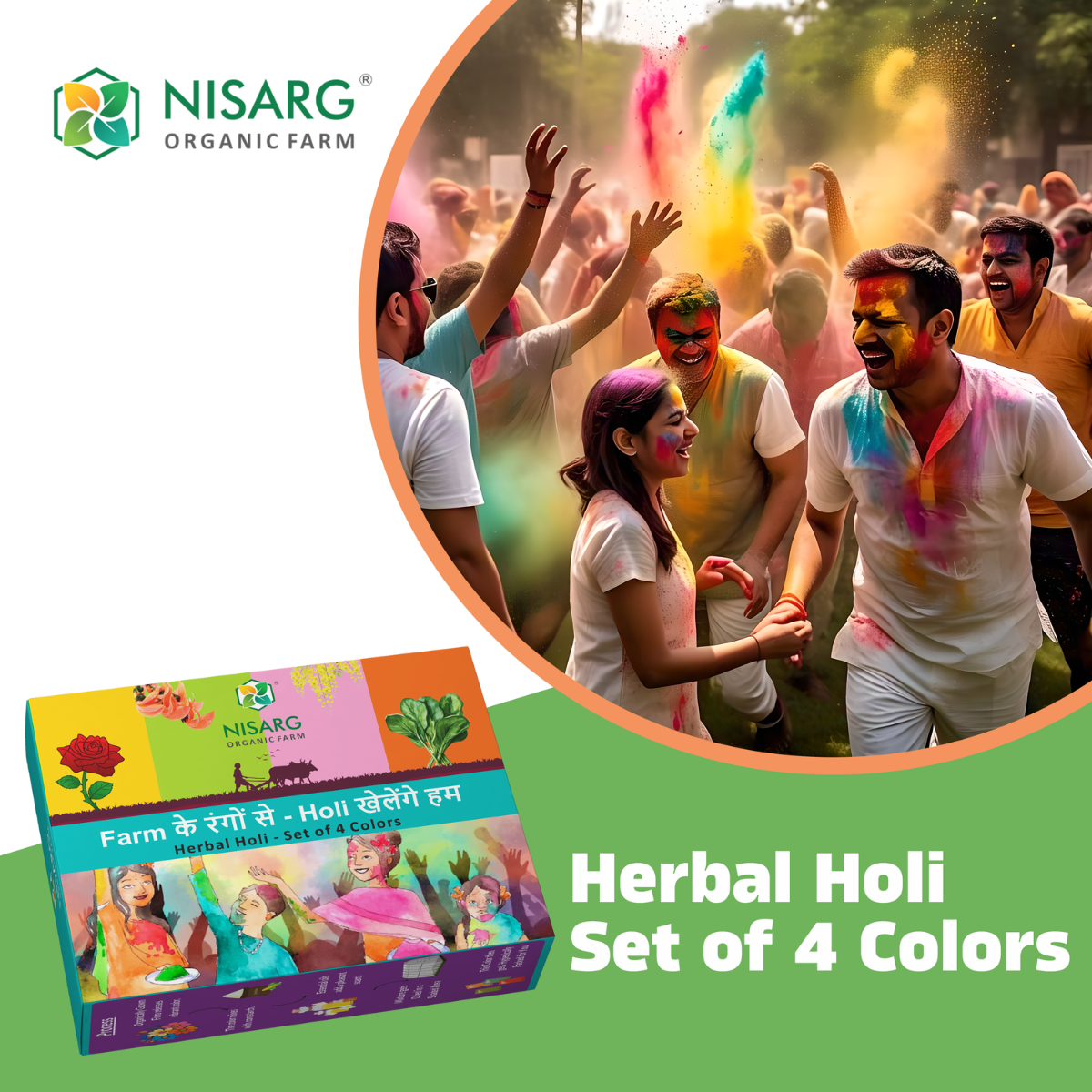 Natural Holi Colors (Pack Of 4) | Organic Holi Colors