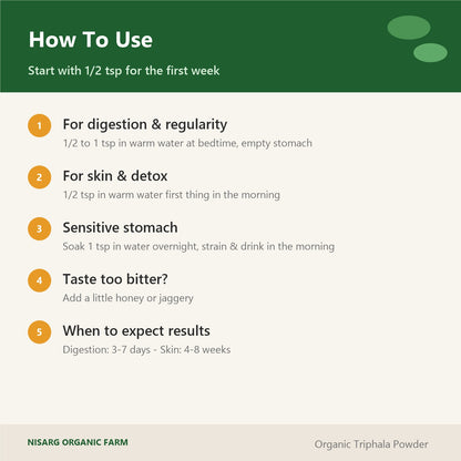 How to use triphala powder – bedtime, morning, overnight soak