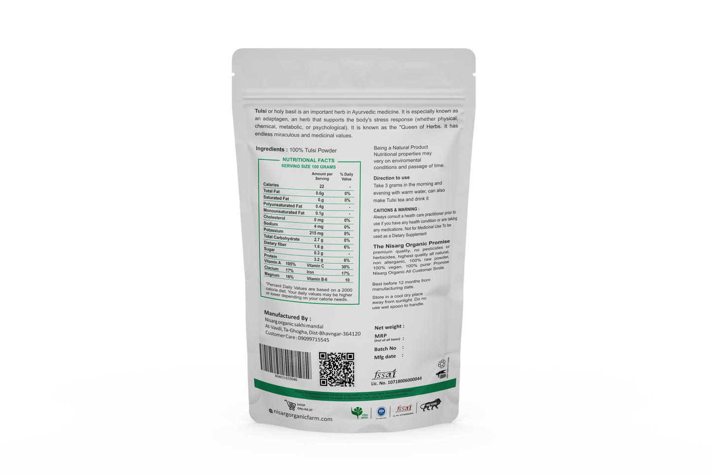 Organic Tulsi Leaf Powder | Basil Powder